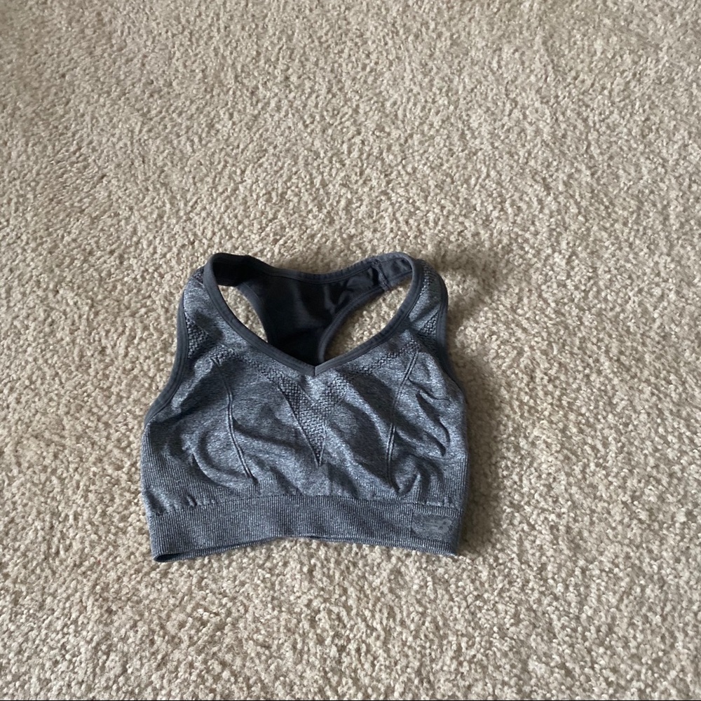Gray and white bra